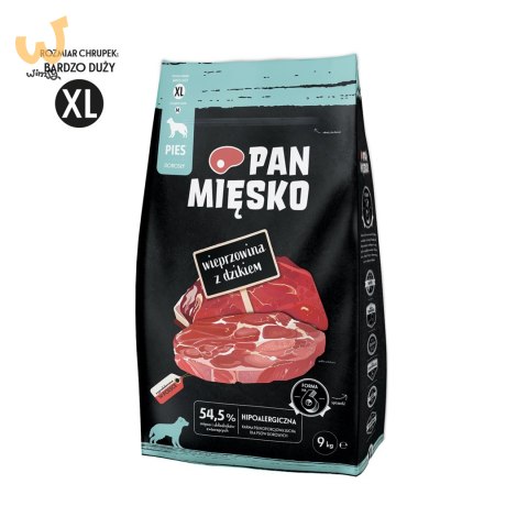 Pan Mięsko Wieprzowina z dzikiem (dorosły) chrupki XL - karma sucha dla psów - 9kg Pan Mięsko Wieprzowina z dzikiem (dorosły) chrupki XL - karma sucha dla psów - 9kg