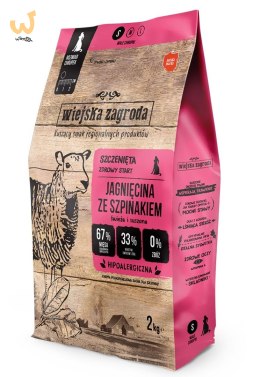 WIEJSKA ZAGRODA jagnięcina ze szpinakiem - sucha karma dla szczeniąt - 2 kg