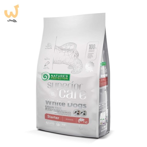 Nature's Protection White Dogs Grain Free Łosoś Starter All Breeds 1.5kg Nature's Protection White Dogs Grain Free Łosoś Starter All Breeds 1.5kg