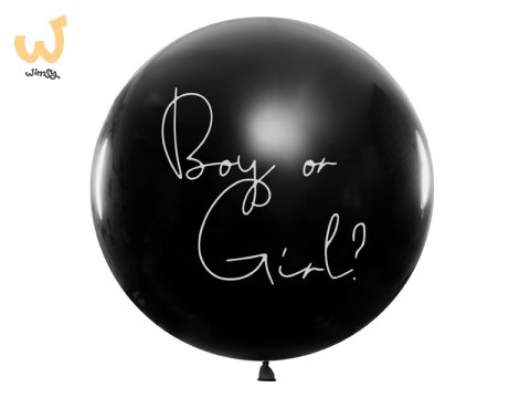 Balon Gender Reveal Chłopiec czy dziewczynka niebieskie konfetti 100cm Balon Gender Reveal Chłopiec czy dziewczynka niebieskie konfetti 100cm