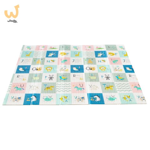 Mata edukacyjna piankowa dwustronna składana słonie alfabet 180 x 200 cm Mata edukacyjna piankowa dwustronna składana słonie alfabet 180 x 200 cm