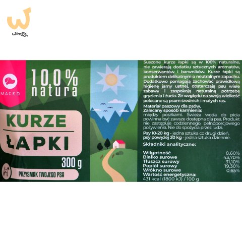MACED 100% Natura Kurze Łapki - przysmak dla psa - 300 g MACED 100% Natura Kurze Łapki - przysmak dla psa - 300 g