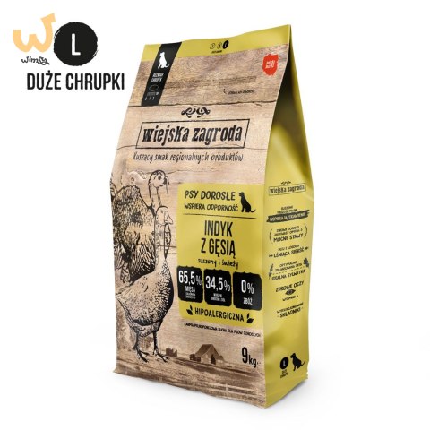 WIEJSKA ZAGRODA Indyk z gęsią (dorosły) chrupki L - Karma sucha dla psa - 9kg WIEJSKA ZAGRODA Indyk z gęsią (dorosły) chrupki L - Karma sucha dla psa - 9kg