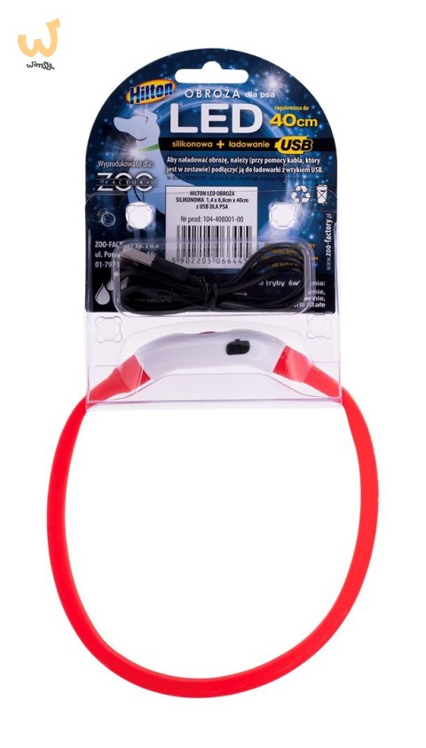 HILTON LED Obroża Silikonowa 1,4x0,8x40cm z USB dla psa HILTON LED Obroża Silikonowa 1,4x0,8x40cm z USB dla psa