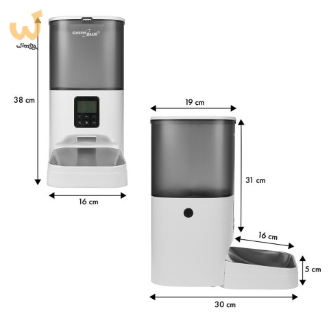 GREENBLUE AUTOMATYCZNY DOZOWNIK / PODAJNIK KARMY DLA ZWIERZĄT, 6L, USB 5V1A GB393 GREENBLUE AUTOMATYCZNY DOZOWNIK / PODAJNIK KARMY DLA ZWIERZĄT, 6L, USB 5V1A GB393