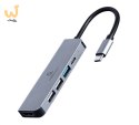 GEMBIRD MULTI ADAPTER USB TYP-C 5W1 (HUB + HDMI + PD) SREBRNY