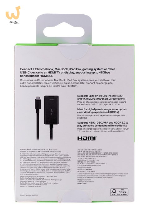 Adapter Belkin Connect USB-C to HDMI 2.1 Adapter (8K, 4K, HDR compatible) Adapter Belkin Connect USB-C to HDMI 2.1 Adapter (8K, 4K, HDR compatible)