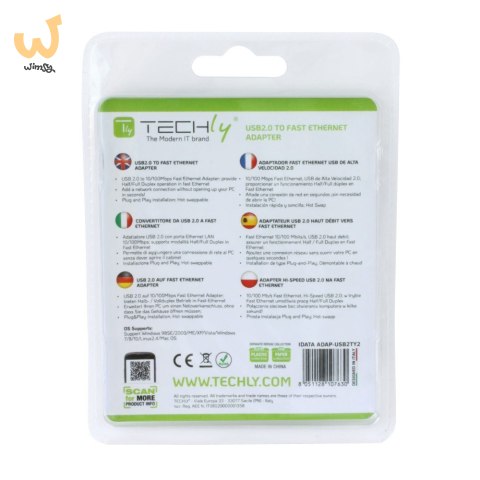 TECHLY KARTA SIECIOWA ADAPTER USB-A 2.0 NA RJ45 10 TECHLY KARTA SIECIOWA ADAPTER USB-A 2.0 NA RJ45 10