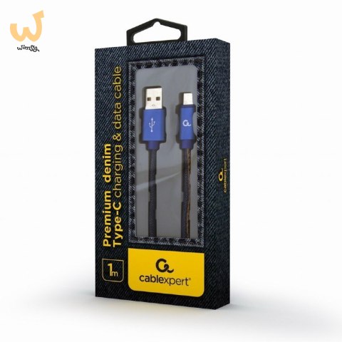 GEMBIRD KABEL USB TYPE-C (METALOWE WTYKI, OPLOT NYLONOWY W KOLORZE DENIM - JEANS) 1M GEMBIRD KABEL USB TYPE-C (METALOWE WTYKI, OPLOT NYLONOWY W KOLORZE DENIM - JEANS) 1M